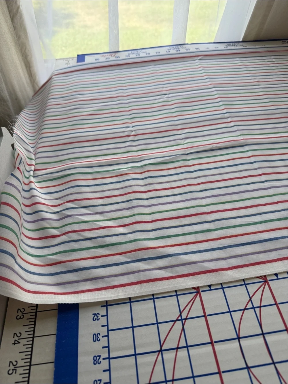 Vintage 1970s Multicolor Stripe Fabric 2 3/4 Yards x 44” Shirting Dress